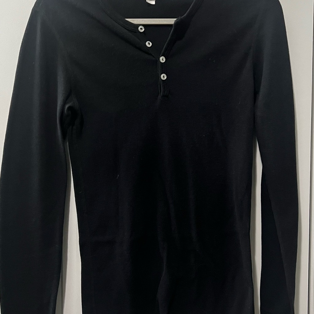 American Apparel Black Henley thermal